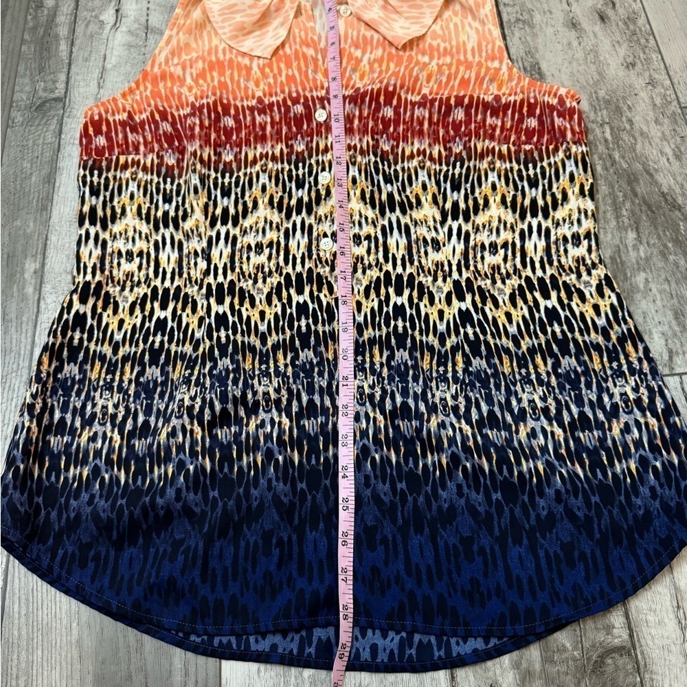 Cabi #3078 Women's Love Popover Blouse Ombre Sleeveless Peter Pan Collar Shirt M - Picture 3 of 7